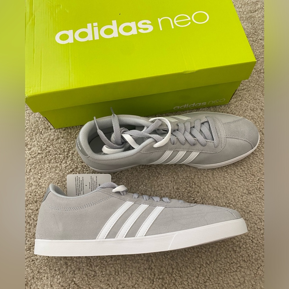 Adidas Women Neo Courtset grey suede lace up sneakers